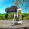 1Pc 40 Plus 40 HD Optical Monocular Telescope With FMC Lens For Outdoor Low Light Vision Scope Phone Holder Tripod Compass For Hunting