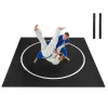 10x10 ft Wrestling Mat, Martial Arts Thick Mat for Home Gym Workouts Exercise, Waterproof PVC Roll-Up Training Mats with Circles, for Gymnastics
