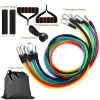 11-Piece Resistance Bands Set with Door Anchor & Ankle Straps (100 LB)