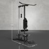 Lat Pull Down Machine, High / Low Pulley Machine with Adjustable Seat and Flip-Up Footplate, Black