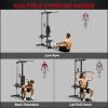Lat Pull Down Machine, High / Low Pulley Machine with Adjustable Seat and Flip-Up Footplate, Black