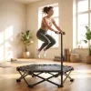 42" Foldable Mini Trampoline, Rebounder Trampoline with Adjustable Foam Handle for Indoor Outdoor Workout for Adults