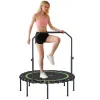 45" Rebounder Trampoline for Adults, Foldable Mini Trampoline with Adjustable Handle Bar for Indoor Outdoor, Green