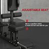 Lat Pull Down Machine, High / Low Pulley Machine with Adjustable Seat and Flip-Up Footplate, Black