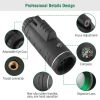 1Pc 40 Plus 40 HD Optical Monocular Telescope With FMC Lens For Outdoor Low Light Vision Scope Phone Holder Tripod Compass For Hunting