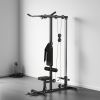 Lat Pull Down Machine, High / Low Pulley Machine with Adjustable Seat and Flip-Up Footplate, Black