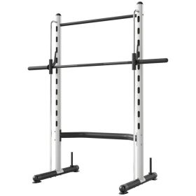 Squat Rack With Pull Up Bar And Barbell Bar Adjustable Bench Press Multi-Function Weight Lifting Half Rack, WhiteMultiple Packages