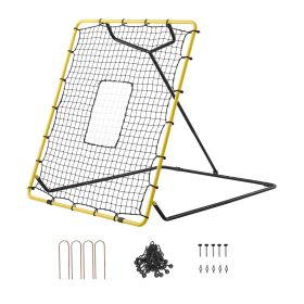 Baseball Softball Rebounder Net 4 x 4.5 ft Pitch Back Trainer Target, 4 Adjustable Angles with Strike Zone, Steel Frame
