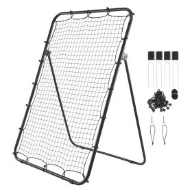 Baseball Softball Rebounder Net 4 x 6 ft Pitch Back Trainer Target, 5 Adjustable Angles with Strike Zone, Steel Frame
