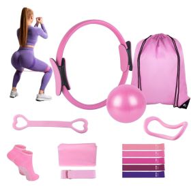 14-Piece Pink Pilates Ring & Resistance Band Set | All-in-One Home Gym & Travel Kit