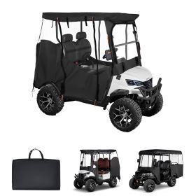 Golf Cart Cover, Visible Full-Enclosure 2&2+2 Passenger Golf Cart, 600D Waterproof Oxford Fabric Club Car Cover Fits Most Carts Club Car, Yamaha, EZGO