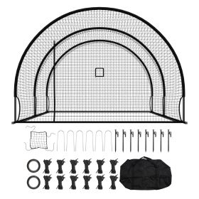 Baseball Batting Cage, 19.9 x 12.0 x 8.2 FT Freestanding Portable Batting Cage, Hitting Cages with 30-Ply Knotted HDPE & Pitching Machine Opening