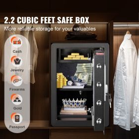 Safe, 2.2 Cubic Feet Home Safe, Steel Security Safe with Fingerprint, Digital Keypad and 2 Keys, Cabinet Safe with Large Fire-proof Bag, Protect Cash