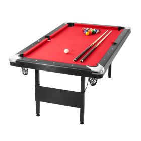 Billiards Table, 6.3 ft Pool Table, Portable Foldable Space-Saving Table, Billiard Table Set Includes Balls, Cues, Chalks and Brush