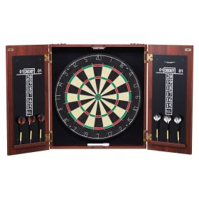Dartboard and Cabinet Set, Ready-to-Play Bundle Official Size Dartboard Cabinet, Steel Tip Dart Hideaway Cabinet, Features Easy Assembly