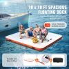 Inflatable Floating Dock, 10 x 10FT Inflatable Dock Platform, Non-Slip Water Floating Dock Mat with Portable Carrying Bag & Detachable Ladder