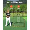 Baseball Softball Rebounder Net 4 x 4.5 ft Pitch Back Trainer Target, 4 Adjustable Angles with Strike Zone, Steel Frame