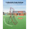 Baseball Softball Rebounder Net 4 x 5.5 ft Pitch Back Trainer, 5 Adjustable Angles, Heavy-duty Steel Frame