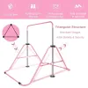 Pink Multi-Functional Adjustable Height Children's Horizontal Gymnastic Bar With Bear Rings