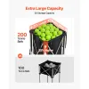Tennis Ball Hopper, Holds 200 Tennis Balls, Foldable Pickleball Basket Cart with Wheels for Easy Pick Up, Stainless Steel Portable Pickleball Cart Cad