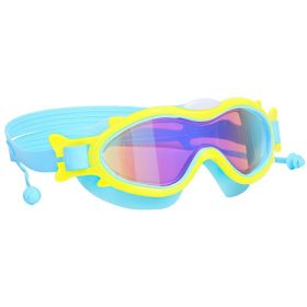 1Pc Kids Swim Goggles With Ear Plugs (Option: BlueWithYellowRim)
