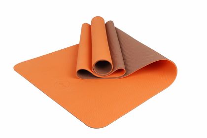 2-Tone TPE Premium Yoga Mat (Material: TPE, Color: Orange/Brown)