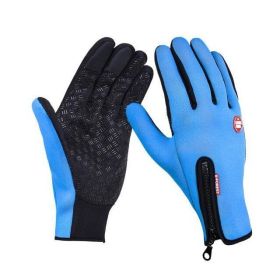 Waterproof Winter Gloves Touch Screen With Fleece (Option: Sky blue-S)