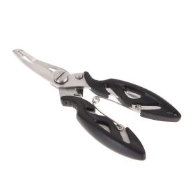 Stainless Steel Fishing Pliers with Line Cutters & Curved Nose (Color: Black)