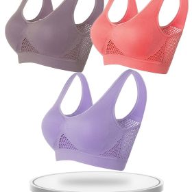3-Pack Breathable Mesh Sports Bras for Women – Wire-Free Comfort Fit (Color: Multicolor, size: M)