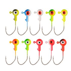 10-Piece Painted Ball Head Jig Hooks for Soft Fishing Baits for Bass, Trout, Freshwater or Saltwater (Color: Color 5g, Quantity: 10PCS)
