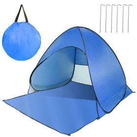 Versatile Pop-Up beach, camping, fishing, and outdoor shelter tent – UPF 50+ Sun Shelter (Color: Blue)
