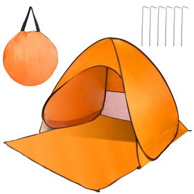 Versatile Pop-Up beach, camping, fishing, and outdoor shelter tent – UPF 50+ Sun Shelter (Color: Orange)