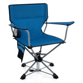 360° Swivel Hunting Chair – Foldable 300-lb Outdoor Field Seat, Swivel, Comfort, Portability, Field-Ready (Color: Blue)